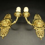 Pair of sconces, lion heads and arrows, Empire style