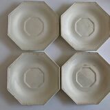 Set of 4 octagonal pearl plates Creil & Montereau 19th