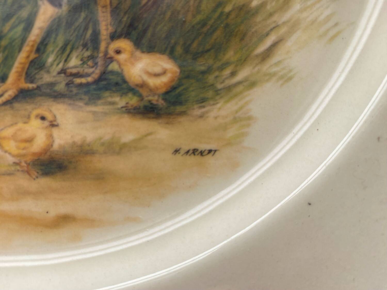 Set of 3 Old Ceramic Plates Decor H. ARNDT Rooster Hen & Duck #B188