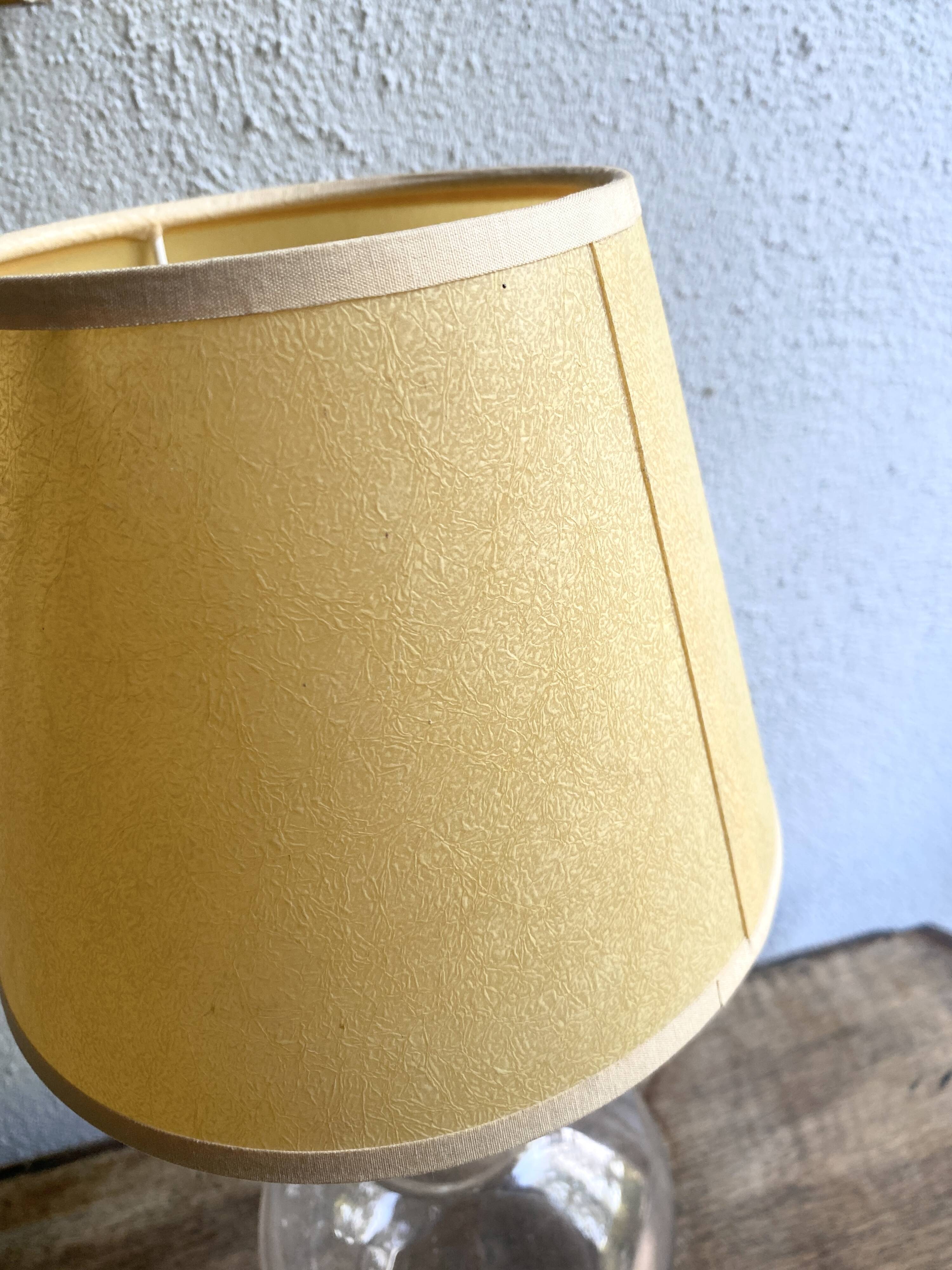 Glass lamp, brass, 2 M fabric cable, 50s lampshade