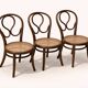 Set of three vintage bentwood bistro chairs – Cane seat – Mismatched