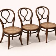 Set of three vintage bentwood bistro chairs – Cane seat – Mismatched
