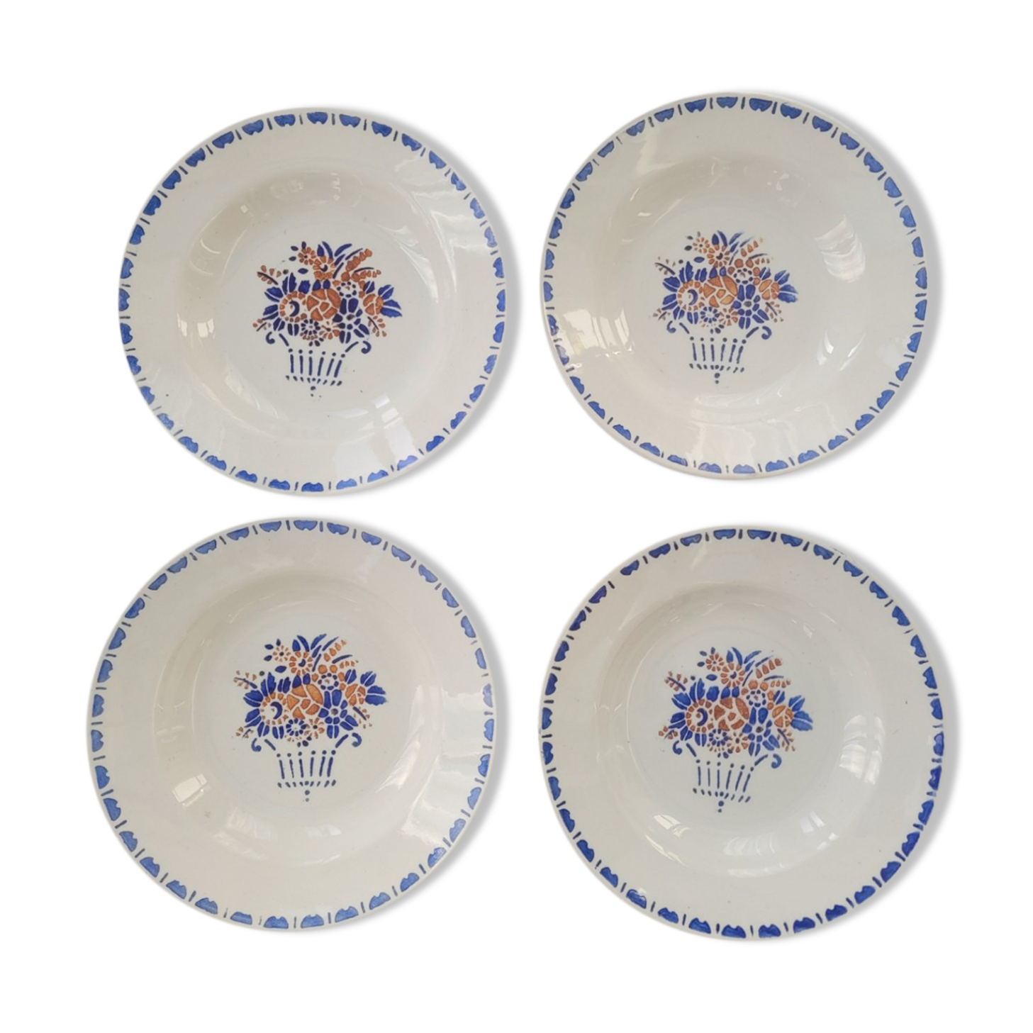 4 Digoin hollow plates Flower basket