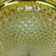 mid century ceiling LAMP flush mount textured amber glass and brass 1970s