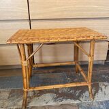 Small vintage rattan table