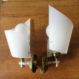 Pair of sconces, brass and plastic