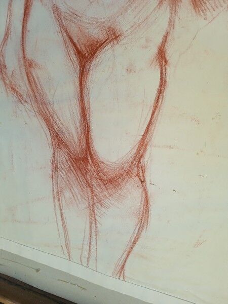 Drawing sanguine study nude female 67/50cm 1950