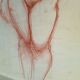 Drawing sanguine study nude female 67/50cm 1950