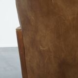Cowhide  Leather Designer Armchair in Light Cognac Color