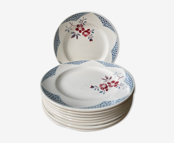 Lot de 9 assiettes en faïence Digoin Sarreguemines, modèle Barfleur