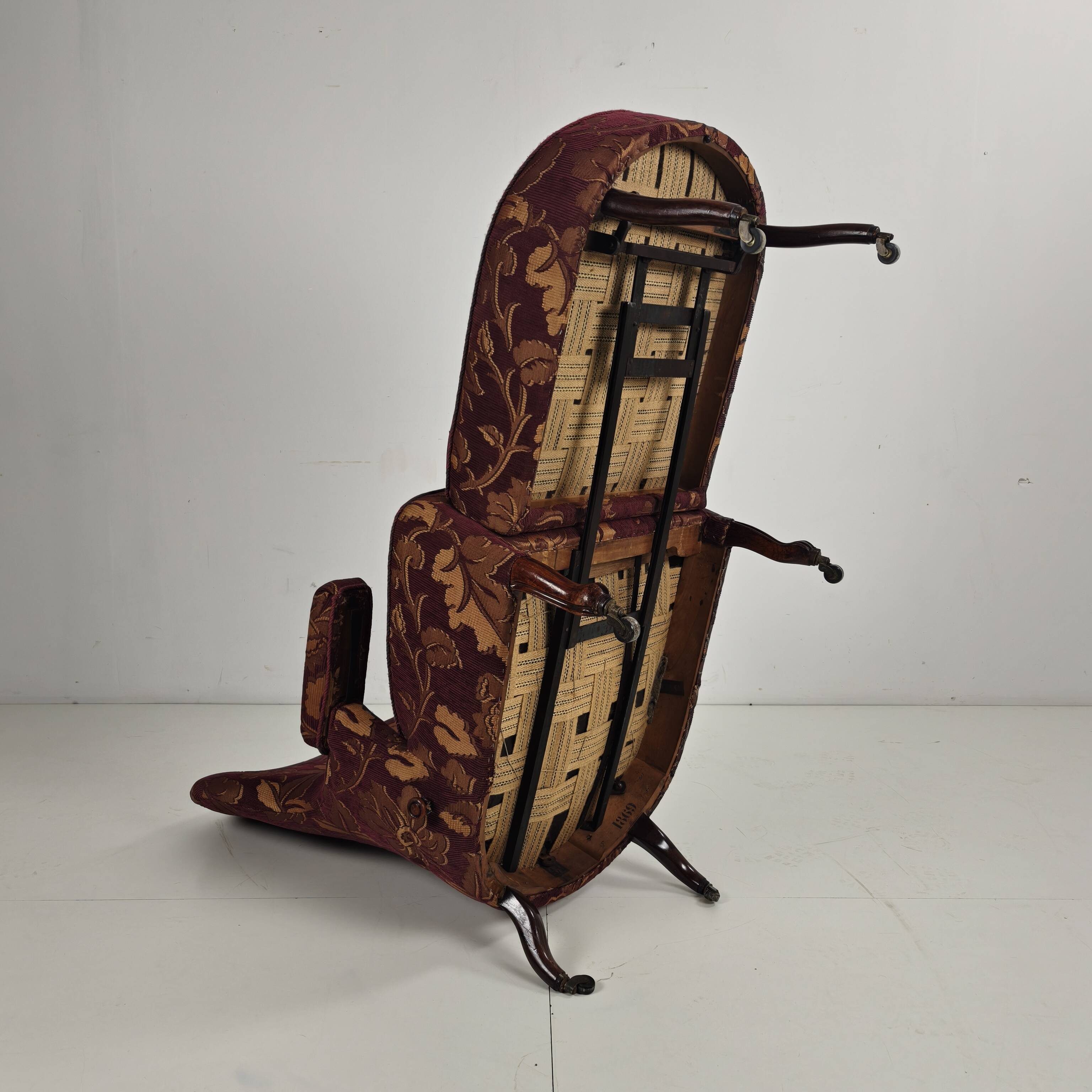 Early 20th-Century Adjustable Reclining Armchair by Drevette L.M., circa 19