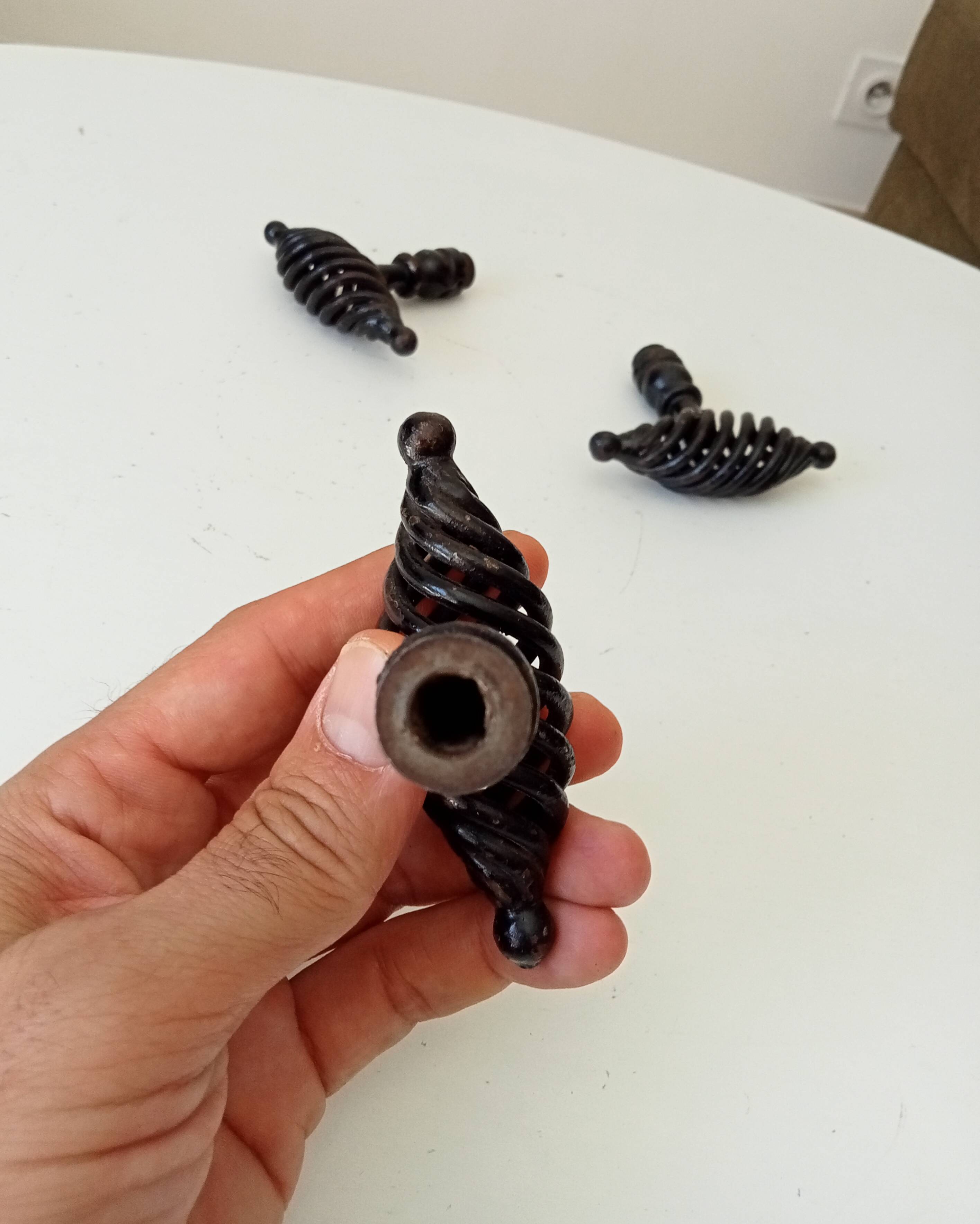 Antique twisted wrought iron door handle