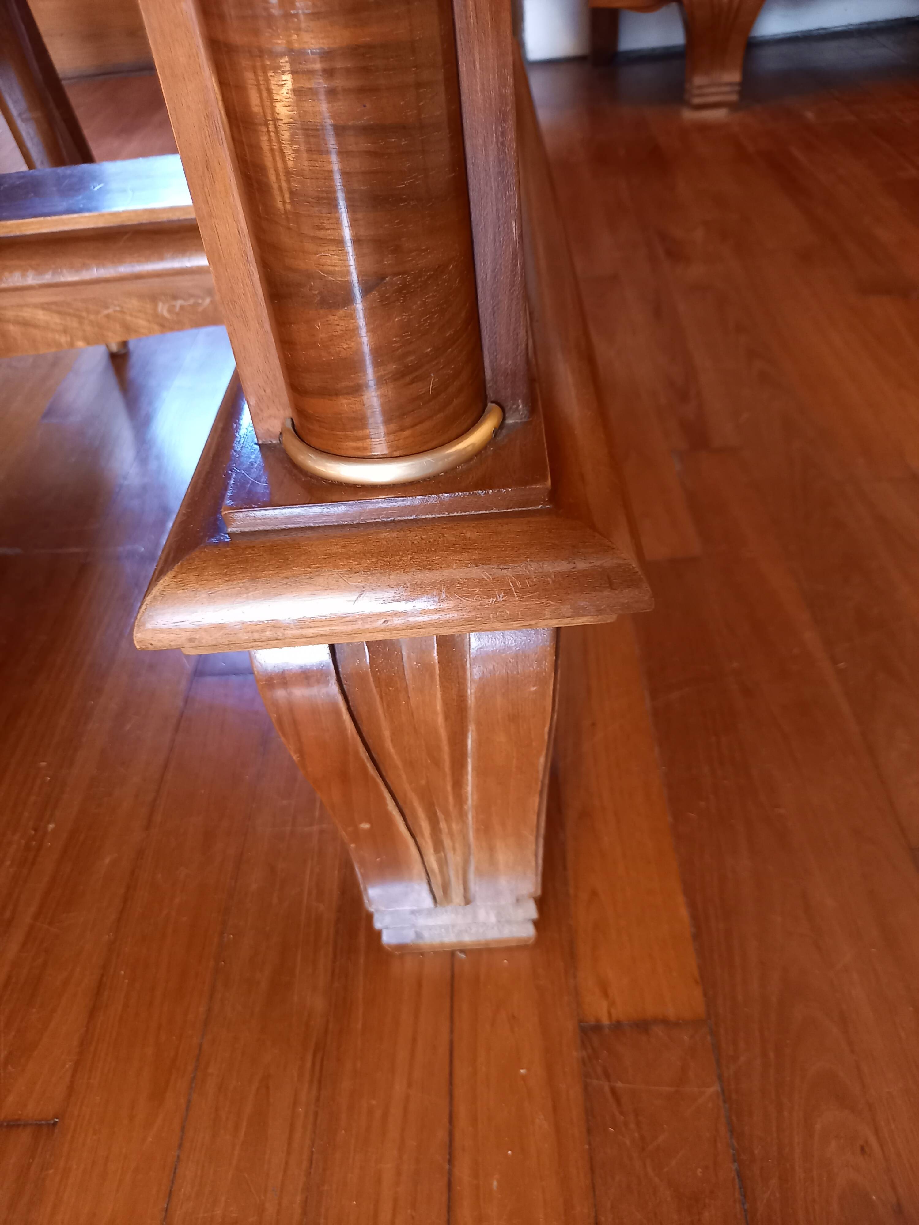 Table + 6 chaises (massif et marqueterie 60s)
