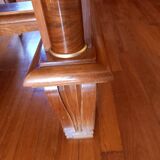 Table + 6 chairs (massive and marquetry 60s)