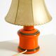 Beautiful 1960s orange ceramic table lamp with Cocoon shade | Made in Italy