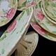 Exclusive antique dessert service in faience/terracotta with slip from 1900.