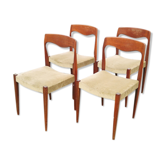 Scandinavian teak and vintage velvet design chairs