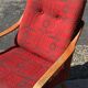 Vintage Czechoslovak armchair in wood and multicoloured fabric by Jaroslav Smidek (1960s)