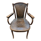 Antique Thonet armchair, seat and backrest in pressed wood Art Nouveau.