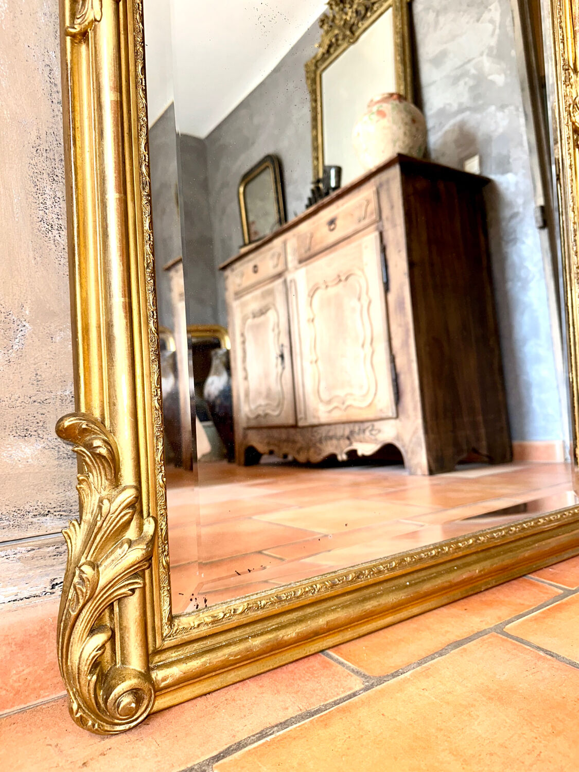 Old mirror with pediment nineteenth