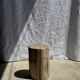 Small side table in white, grey, beige petrified wood H28 D18 - 3330