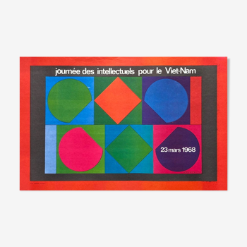 Victor vasarely affiche intellectuels pour le vietnam 1968