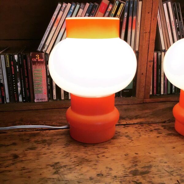 Pair of orange lamps