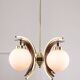 Mid-Century Modern Italian Brass and Opaline Chandelier