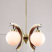 Mid-Century Modern Italian Brass and Opaline Chandelier