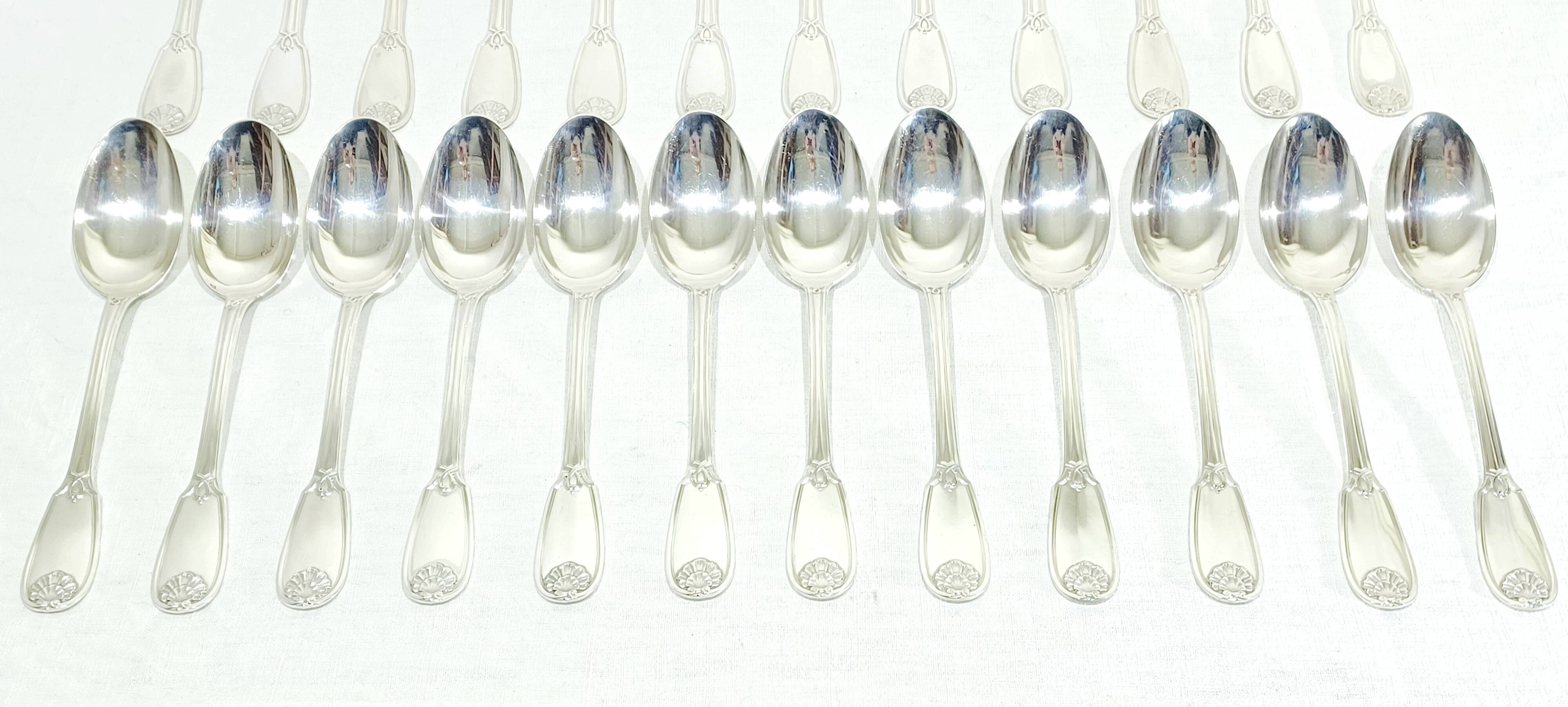 12 Louis XIV style silver cutlery sets
