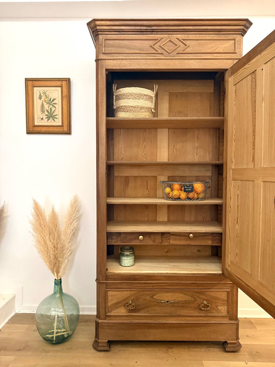 Walnut Bonnetière wardrobe