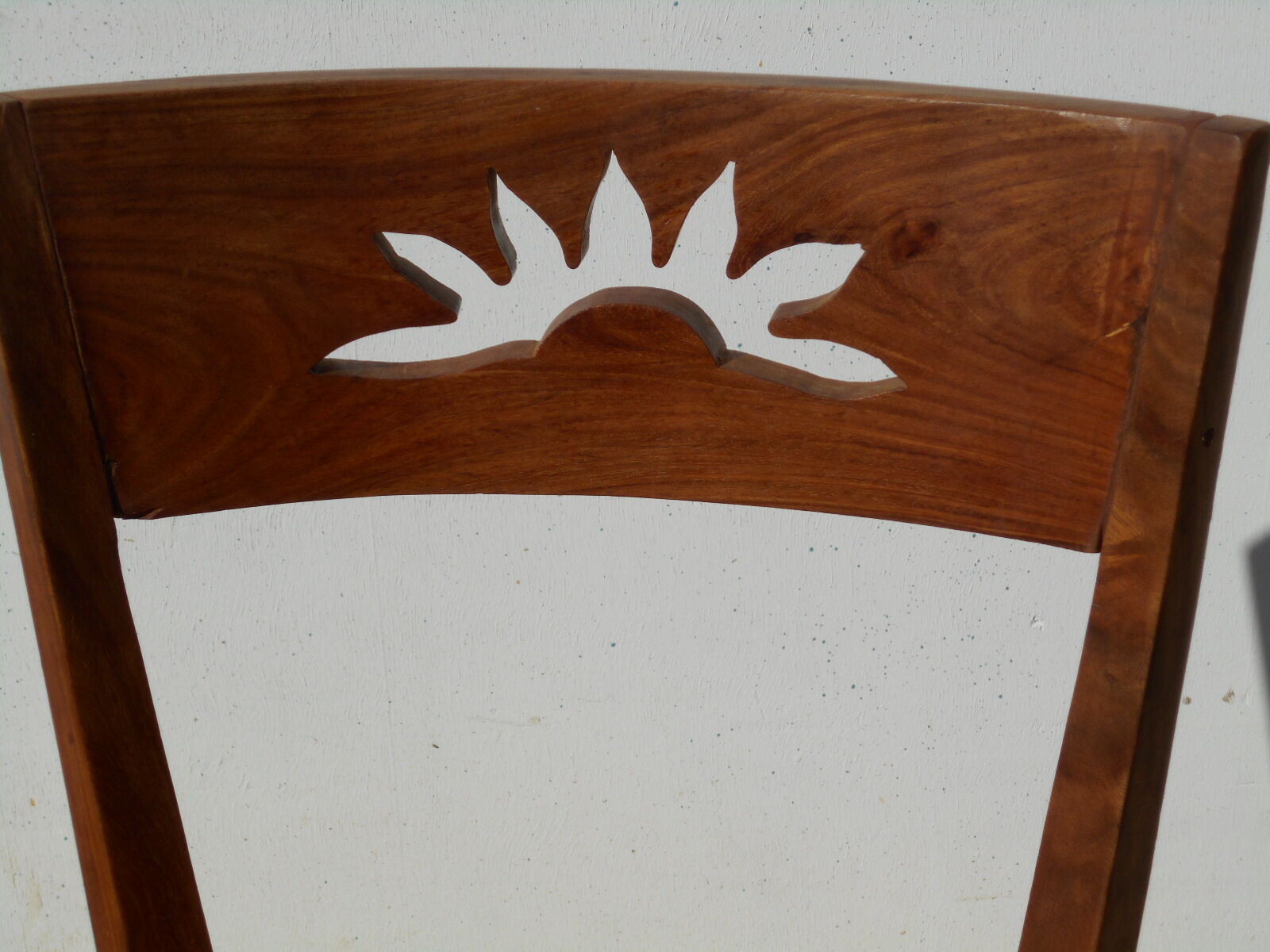 6 exotic wood and leather chairs,