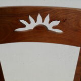 6 exotic wood and leather chairs,