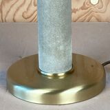 Lampe de table cuir vert daim et laiton, années 1970