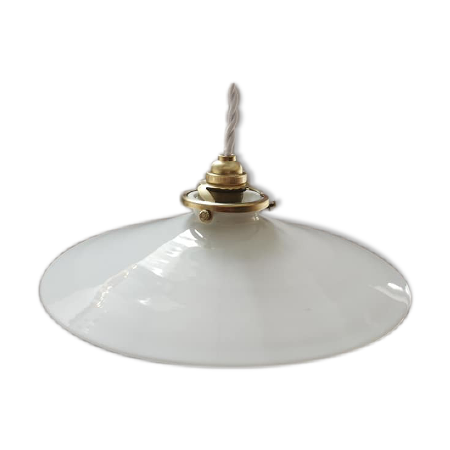 Old lampshade suspension opaline white smooth tbe art deco 1940 Ø 26 cm TBE