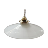 Suspension opaline blanche lisse tbe art déco 1940 Ø 26 cm TBE