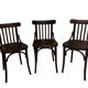 Set of 3 vintage wooden bistro chairs from around 1950.