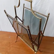Neo-classical brass magazine rack in the spirit of Maison Jansen.