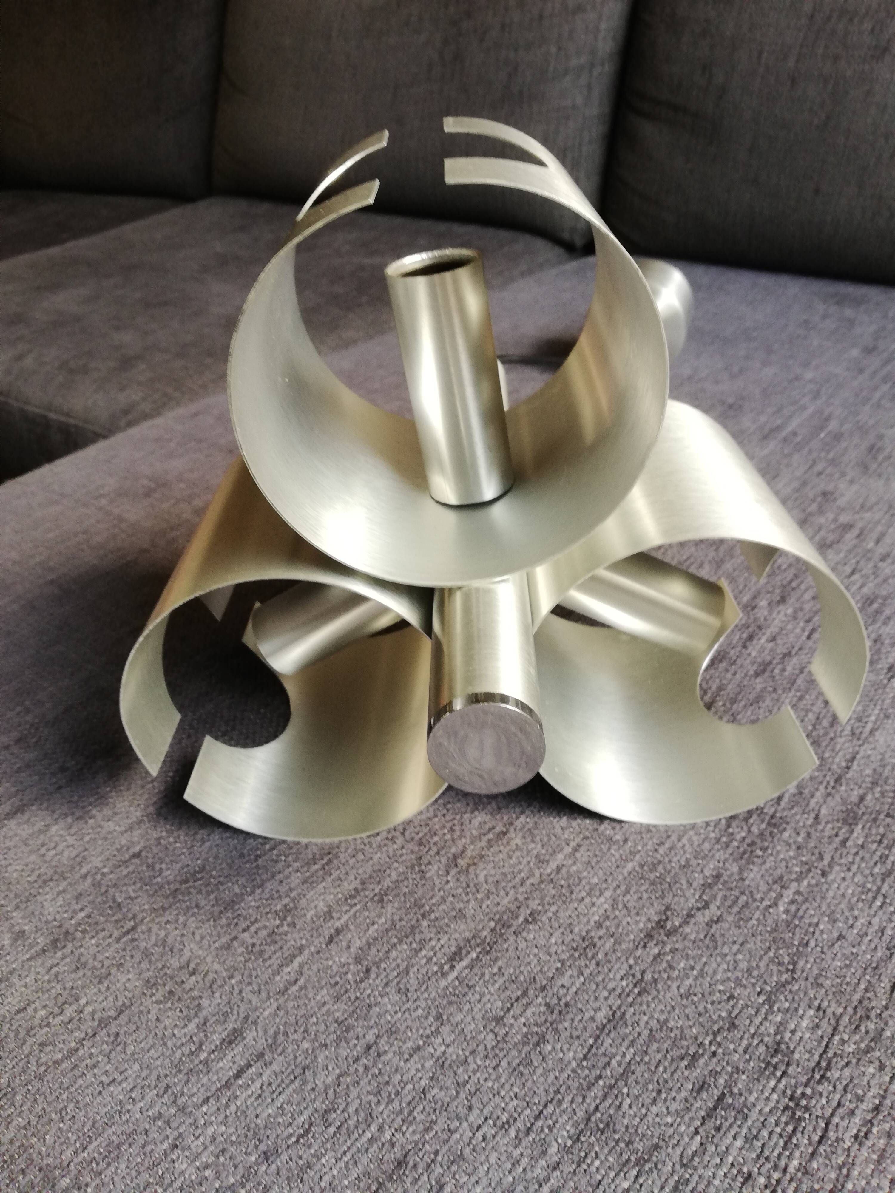 Chandelier stainless steel suspension 3 lamps space age vintage 60 70