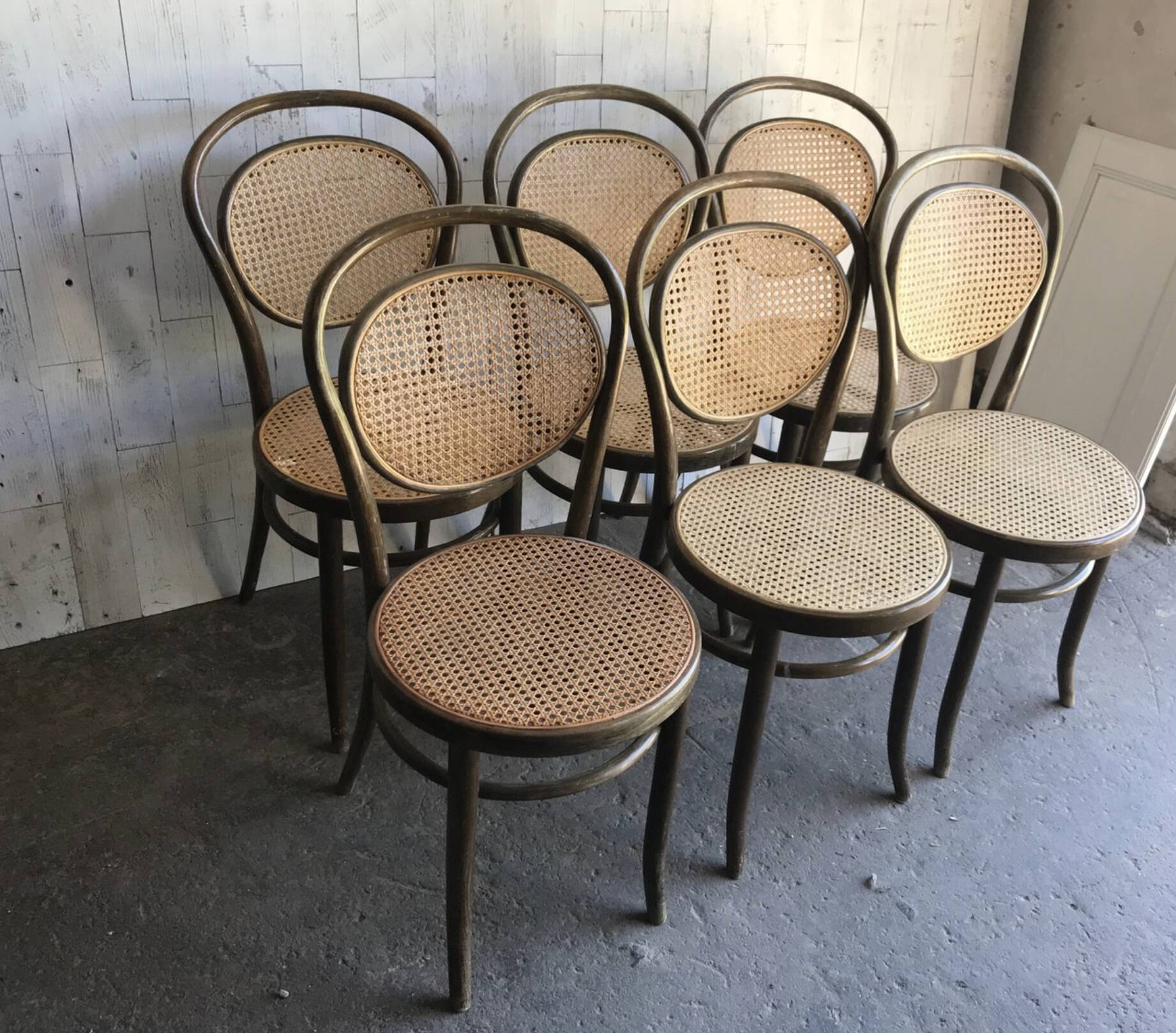 Dining Chairs in Wood Cane, Germany, 1960s, Set of 6