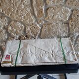 Drap ancien en lin et métis fleur bleue
