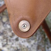 Folding tripod stool in wood and leather, 1950s