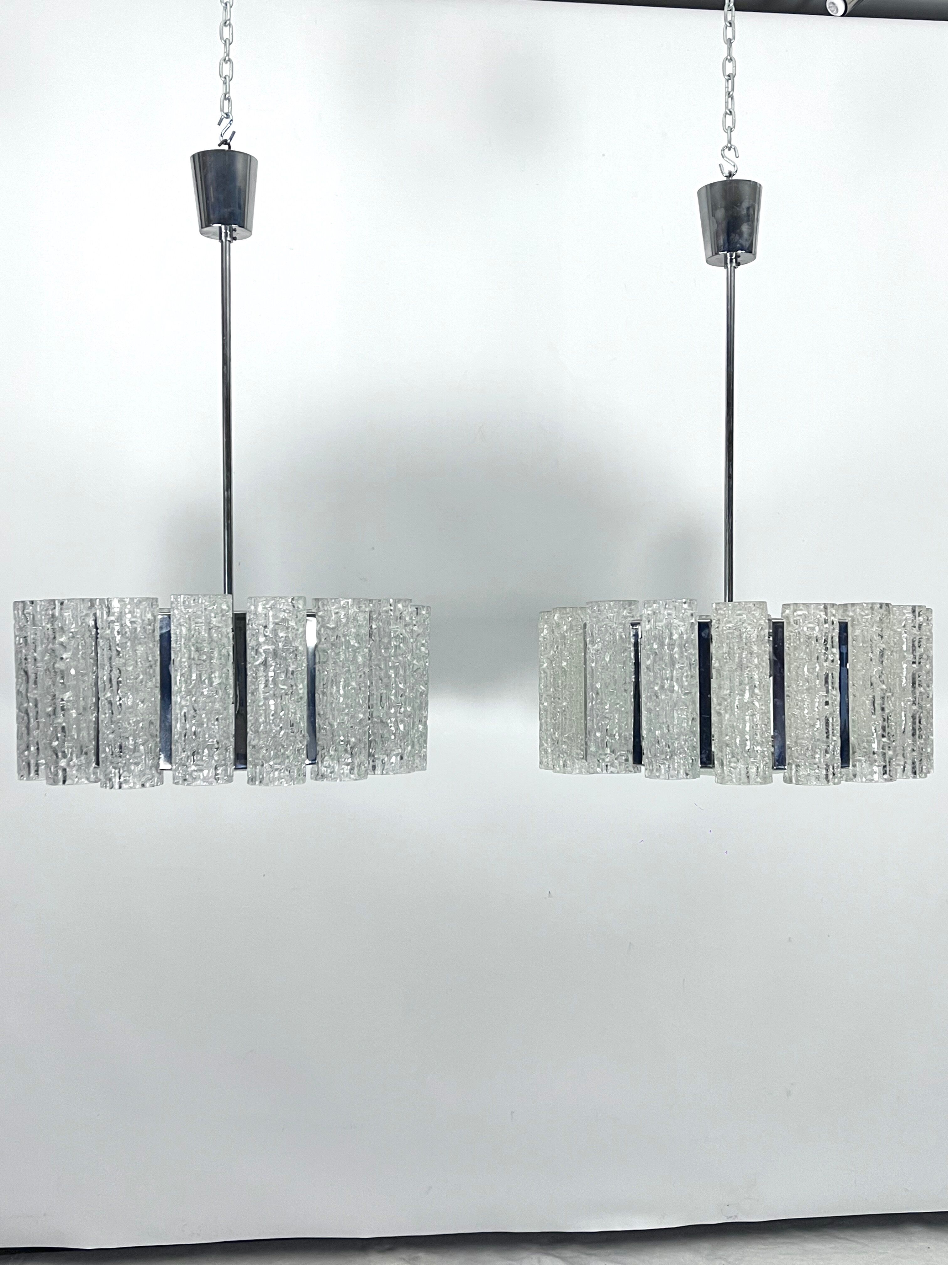 Set of two Mid-Century Murano glass element chandeliers. Italy 1960s