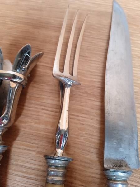 Vintage horn handle leg of lamb service