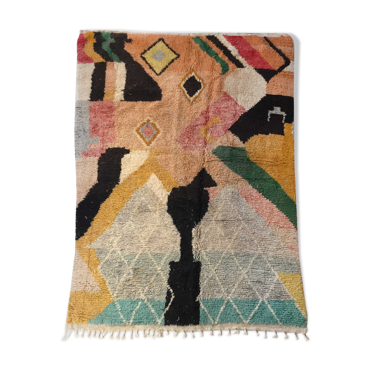 Moroccan Berber boujaad carpet with colorful patterns 283x209cm