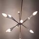 Stilnovo style 12 light Brass and White sputnik Chandelier