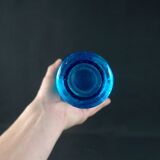 Vintage 1970s Empoli pressed blue molded glass carafe/bottle