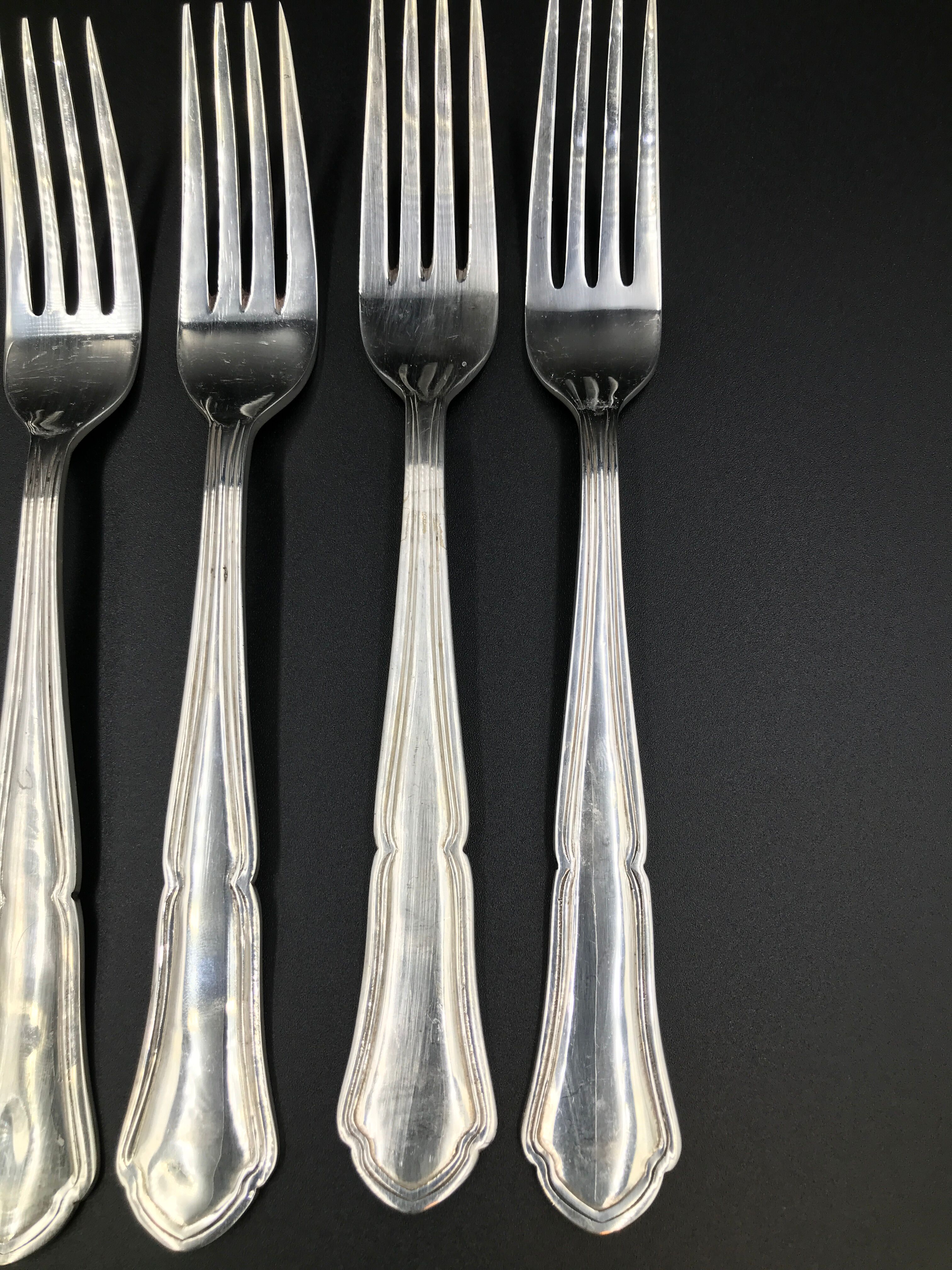 6 old vintage metal silver forks