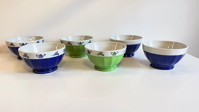 Set of 6 vintage Saturnia Italian porcelain bowls
