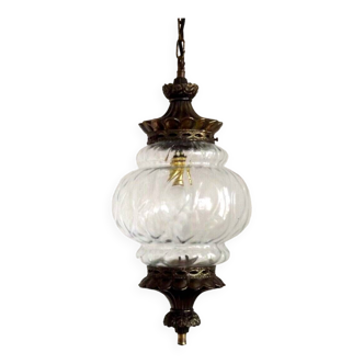 Falkenstein Vintage Gold Tone Metal Accent Globe Style Hanging Ceiling Light 4486